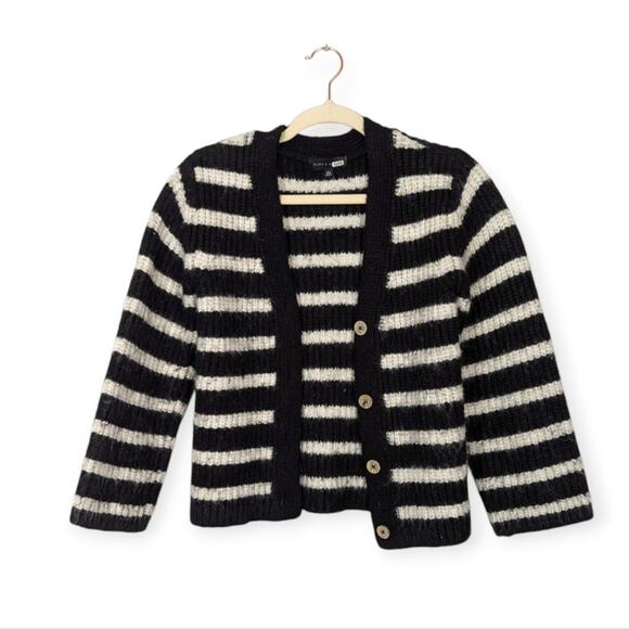 Slate & Willow Black White Stripe Cardigan Sweater Size XS - Picture 1 of 8